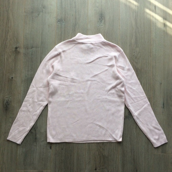 Karen Scott Cotton Ribbed Mock Neck Sweater Blush - Picture 4 of 5